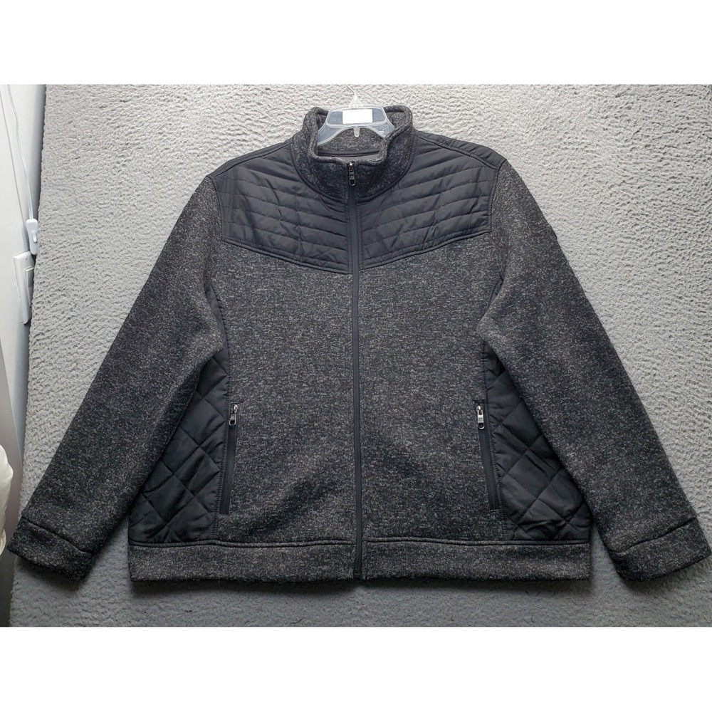 Steve Madden Jacket Women 2X Gray Lined Quilted Long Sleeve Mock Neck Zip Up EUC